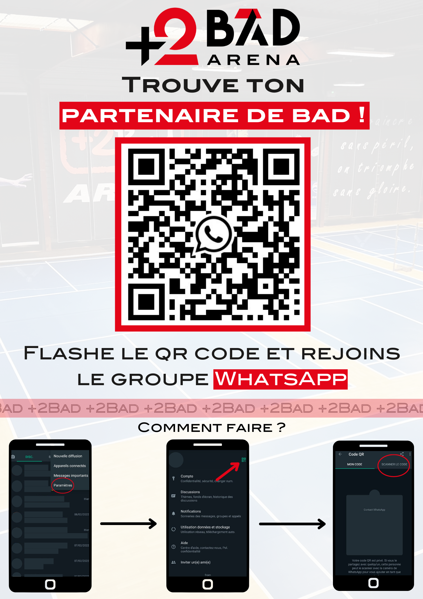 Louer un terrain de badminton à la +2Bad Arena